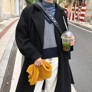 Lapel Collar Plain Woolen Jacket