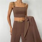 Set: Chained Crop Tank Top + Wide Leg Pants