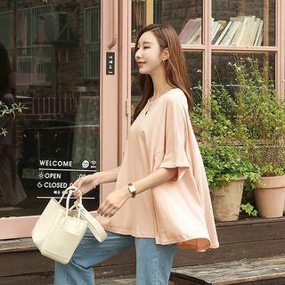 Seam-trim A-line Cotton T-shirt