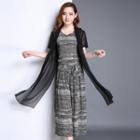 Set: Short Sleeve Long Light Jacket + Melange Short Sleeve T-shirt + Culottes