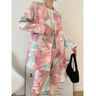 Color-block Blazer / Color-block Straight Cut Pants