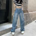 Low Rise Belted Wide Leg Jeans