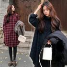 Tie-neck Plaid Long-sleeve Shirtdress
