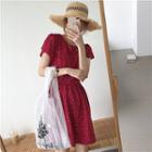 Round Dot Crew-neck Slim-fit Dress