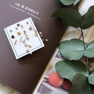 Various Earring Set (10 Pcs) Gold - One Size