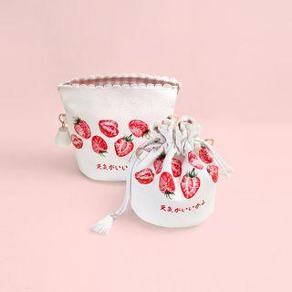 Strawberry Print Bucket Bag