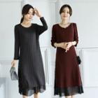 Long-sleeve Panel Knit Midi Dress
