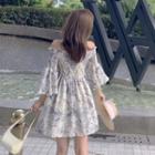 Off-shoulder Print Mini A-line Dress