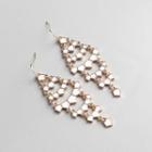 Glaze Alloy Dangle Earring 1 Pair - Gold & White - One Size