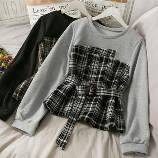 Patchwork Slim-fit T-shirt With Belt