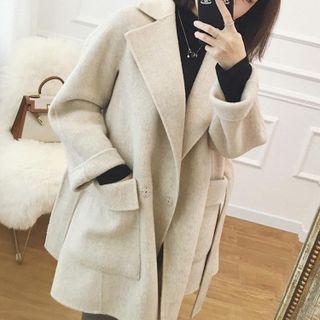 Pocket Detail Tie-wasit Midi Coat