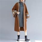 Embroidered Open Front Coat