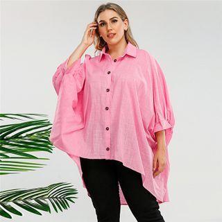 Plus Size 3/4 Sleeve Loose Fit Shirt