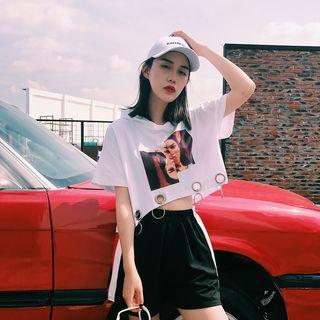 Hoop-detail Print Cropped Top