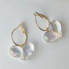 Heart Drop Earring 1 Pair - B688 - Gold & White - One Size