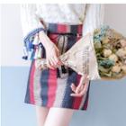 Pinstripe Knit Mini Skirt