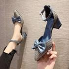 Block-heel Bow Dorsay Sandals