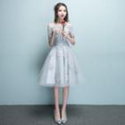 Lace Off Shoulder Short Sleeve Bridesmaid Dress