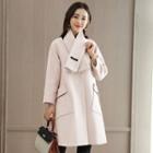 Plain Woolen Coat With Removable Shawl Collar