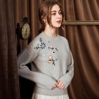 Embroidered Sweater Gray - L