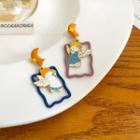 Sterling Silver Asymmetrical Angel Drop Earring 1 Pair - Blue & Pink - One Size