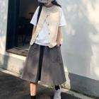 Plain Vest / Midi A-line Skirt