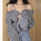 Striped Cold-shoulder Shirt