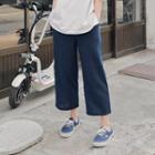 Band-waist Wide Cotton Pants