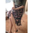 Flounced Midi Floral Skirt