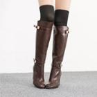 Belted-detail Chunky-heel Tall Boots