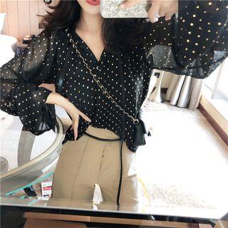 Dotted Blouse / High Waist Wide-leg Pants