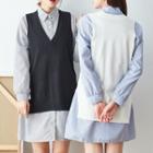 Set: Long Sleeve Striped Shirtdress + Slit-side V-neck Vest