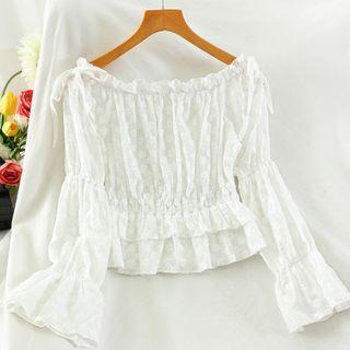 Bell-sleeve Cropped Blouse White - One Size
