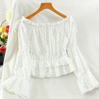 Bell-sleeve Cropped Blouse White - One Size