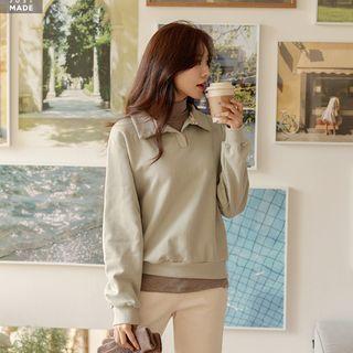 Collared Snap-button Sweatshirt