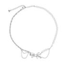 Bow Faux Pearl Alloy Choker Silver & White - One Size