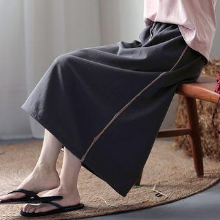 Drawstring Hem Midi A-line Skirt