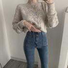 Cut-out Knit Sweater / Slim-fit Jeans