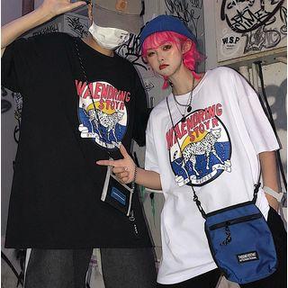Couple Matching Panther Print Short-sleeve T-shirt