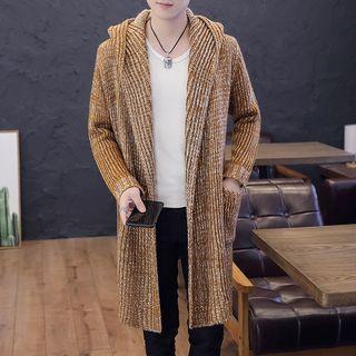 Hooded Melange Long Cardigan