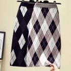 Argyle Pattern Straight-fit Knit Skirt