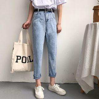 Cropped Fray-hem Jeans