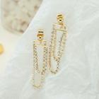 Rhinestone Dangle Earring 1 Pair - 925 Silver Needle - Gold - One Size