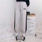 Chinese Character Drawstring Waist Jogger Pants