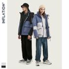 Couple Colorblock Hooded Down Coat