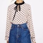 Long-sleeved Polka-dot Blouse