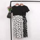 Short-sleeve Polka Dot Midi Layered Dress