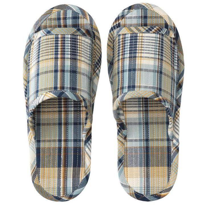 Organic Cotton Madras Check Room Sandals Open Toe (xl) 1 Pair