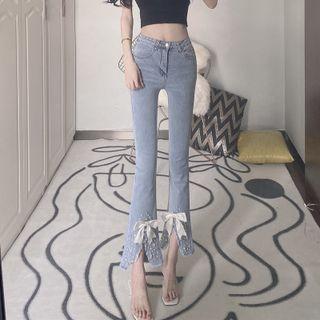 Bow Accent Boot Cut Jeans