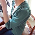Puff-shoulder Elbow-sleeve Cardigan